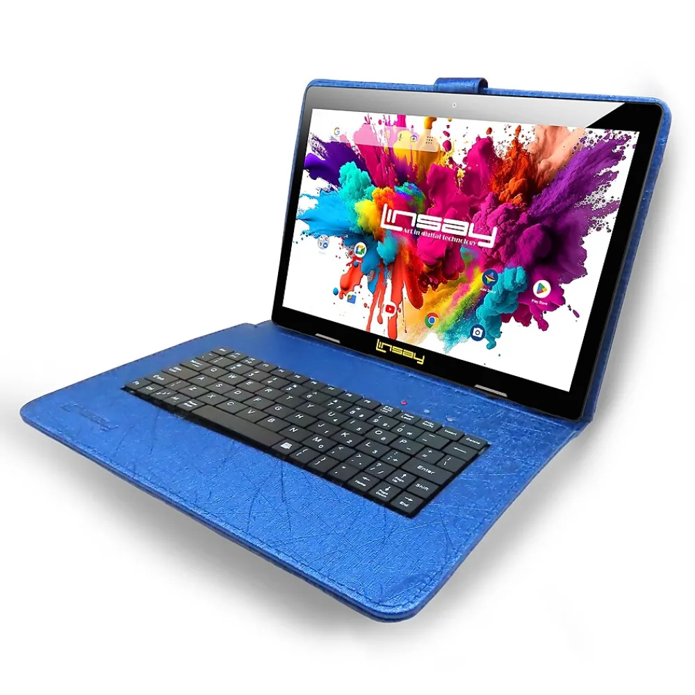 Octa Core 10.1" Tablet, 4GB RAM, 128GB Storage, Android 13, Bundled with Blue Keyboard Case, Briefcase, and Stylus Pen<Linsay Discount