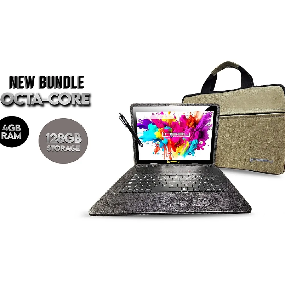 Octa Core 10.1" Tablet, 4GB RAM, 128GB Storage, Android 13, Bundled with Oracle Keyboard Case, Briefcase and Stylus Pen<Linsay Best