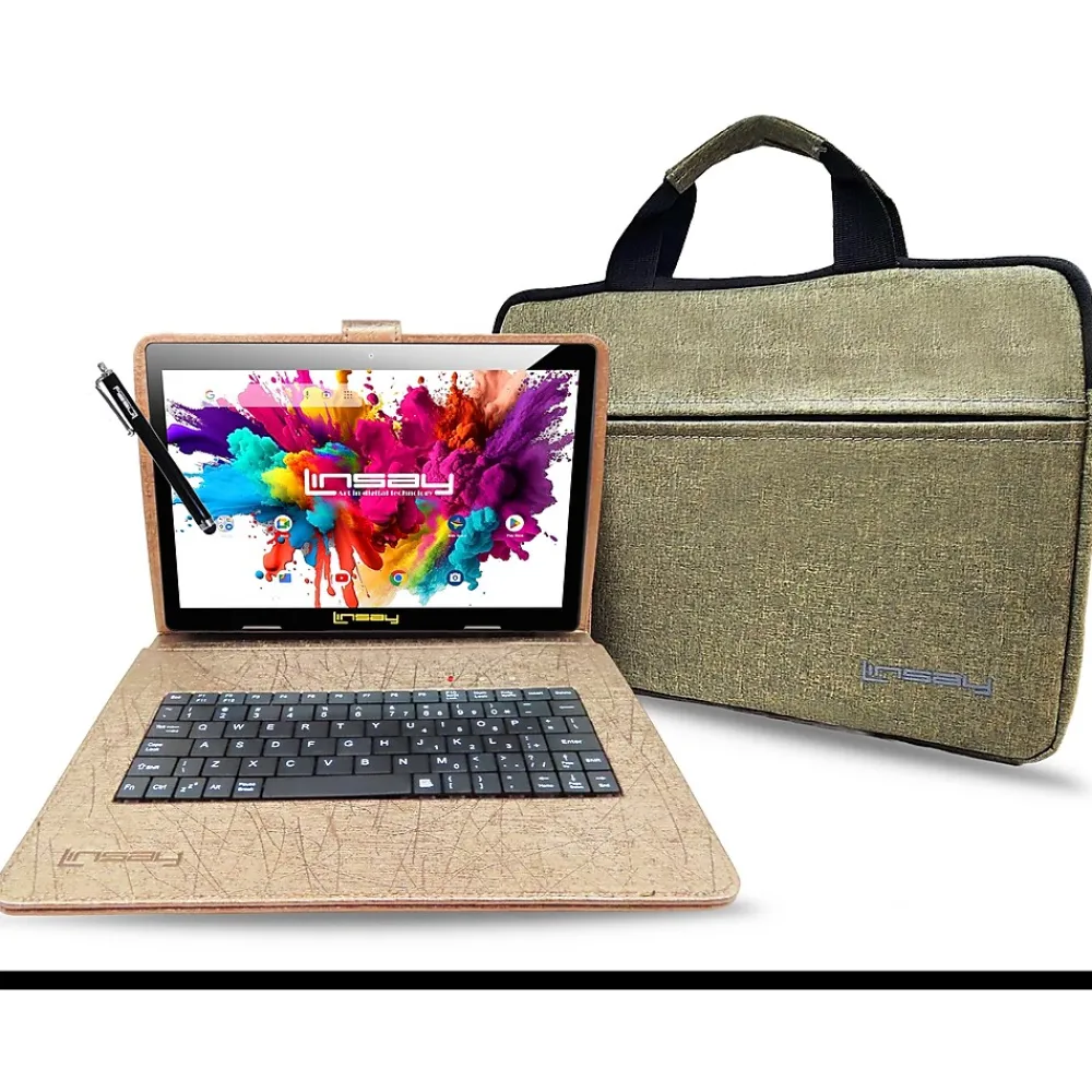 Octa Core 10.1" Tablet, WiFi, 128GB, Android 13, Bundled with Oracle Keyboard Case, Tablet Briefcase<Linsay Hot