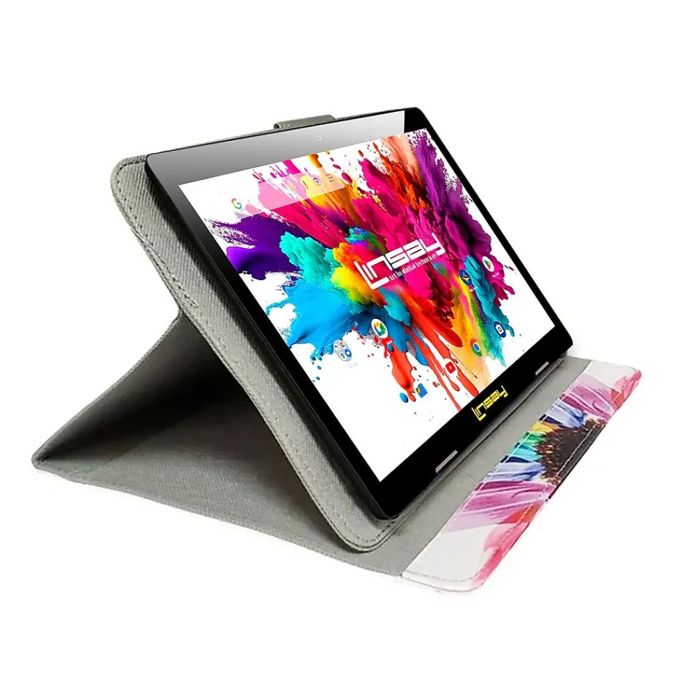 Octa Core 10.1" Tablet, 4GB RAM, 128GB Storage, Android 13, Bundled with Rainbow Marble Case and Stylus Pen<Linsay Online