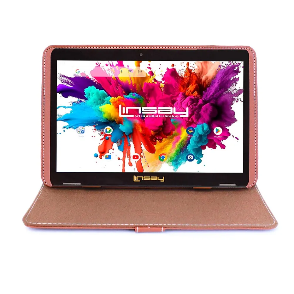 Octa Core 10.1" Tablet, 4GB RAM, 128GB Storage, Android 13, Bundled with Brown Leather Case and Stylus Pen<Linsay Discount