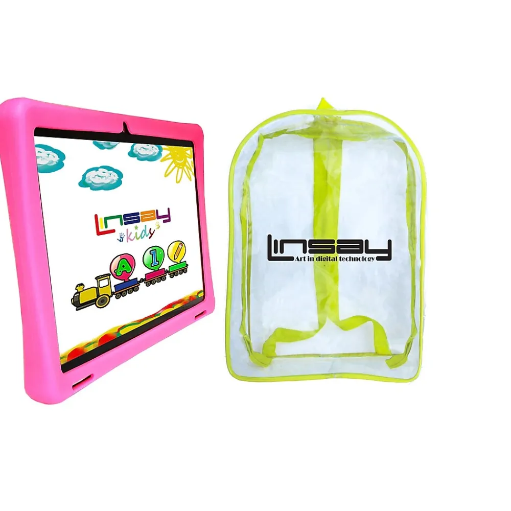 Octa Core 10.1" Tablet, 4GB RAM, 128GB Storage, Android 13, Bundled with Pink Kids Case, Backpack, and Stylus Pen<Linsay Hot