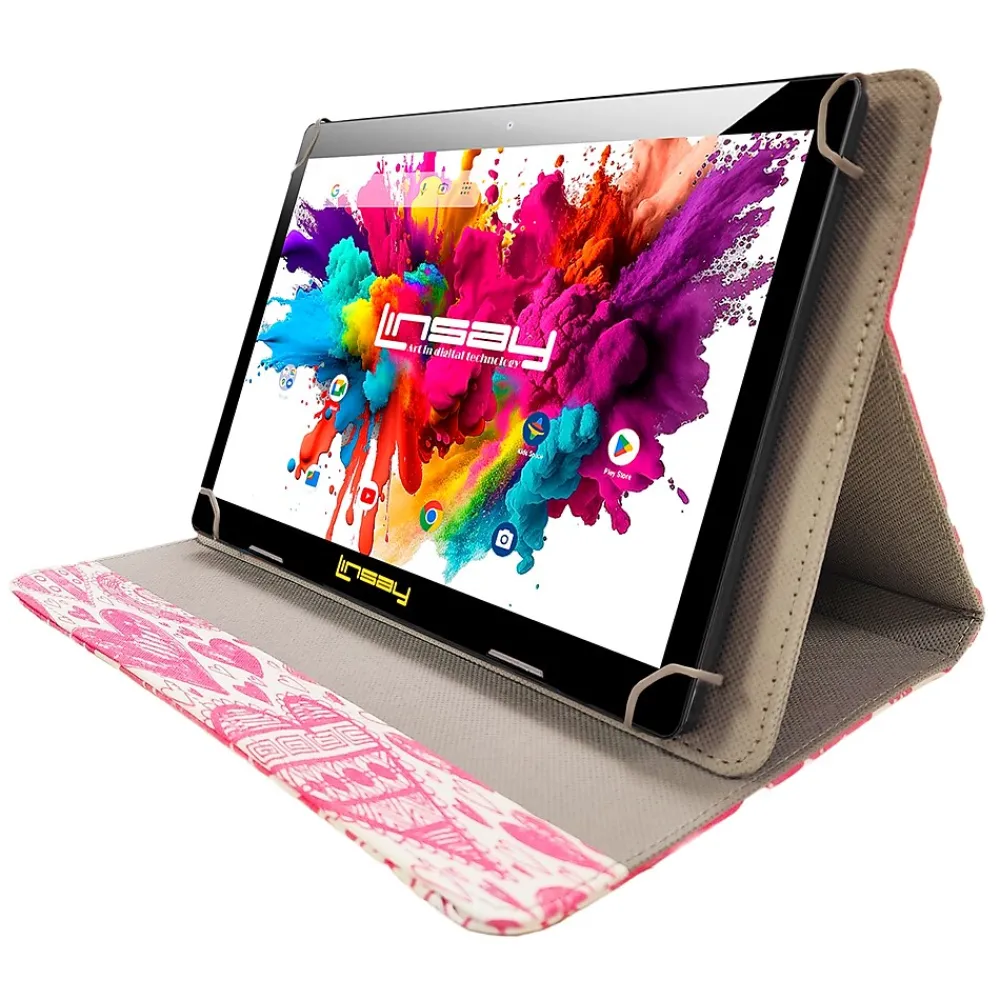 Octa Core 10.1" Tablet, 4GB RAM, 128GB Storage, Android 13, Bundled with Love shape Case and Stylus Pen<Linsay Best