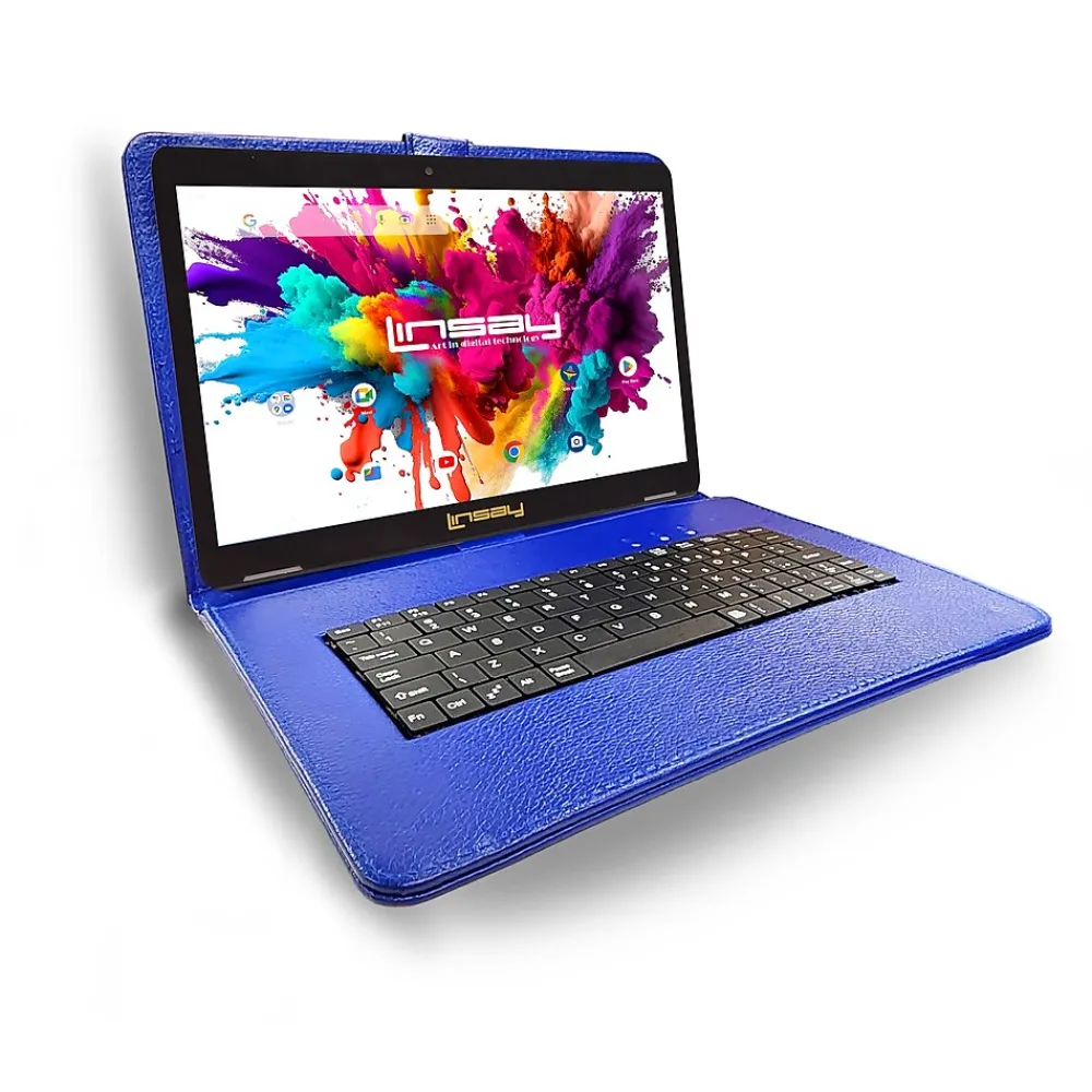 Octa Core 10.1" Tablet, 4GB RAM, 128GB Storage, Android 13, Bundled with Blue Keyboard, Application Pack, and Stylus Pen<Linsay