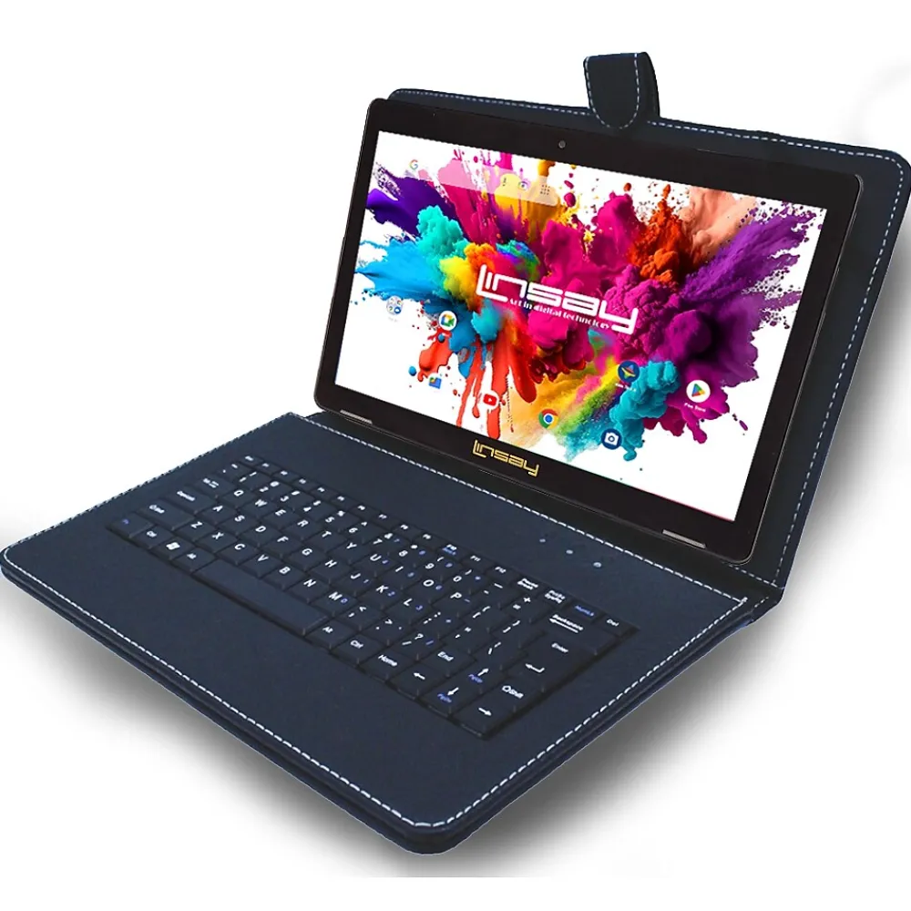 Octa Core 10.1" Tablet, 4GB RAM, 128GB Storage, Android 13, Bundled with Black Keyboard, Application Pack and Stylus Pen<Linsay Hot