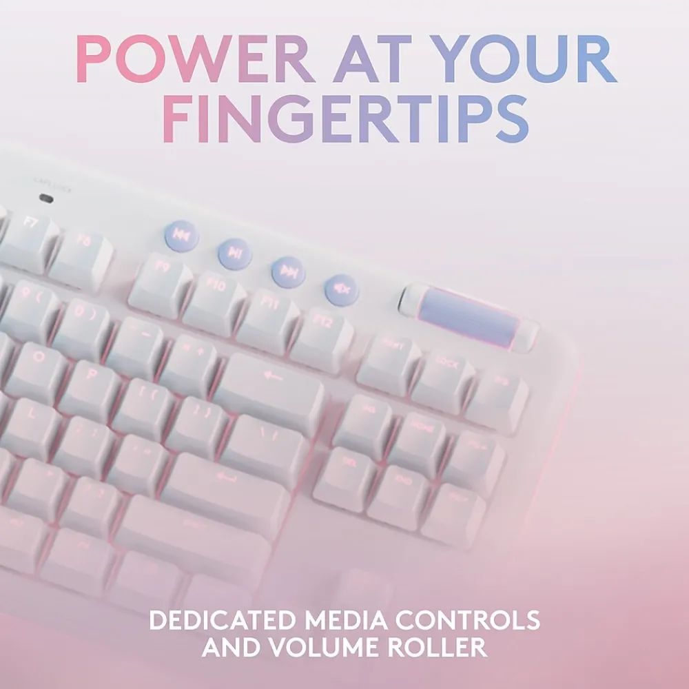 Hot Logitech Aurora G713 Ergonomic Mechanical Gaming Keyboard, White Mist (920-010413)