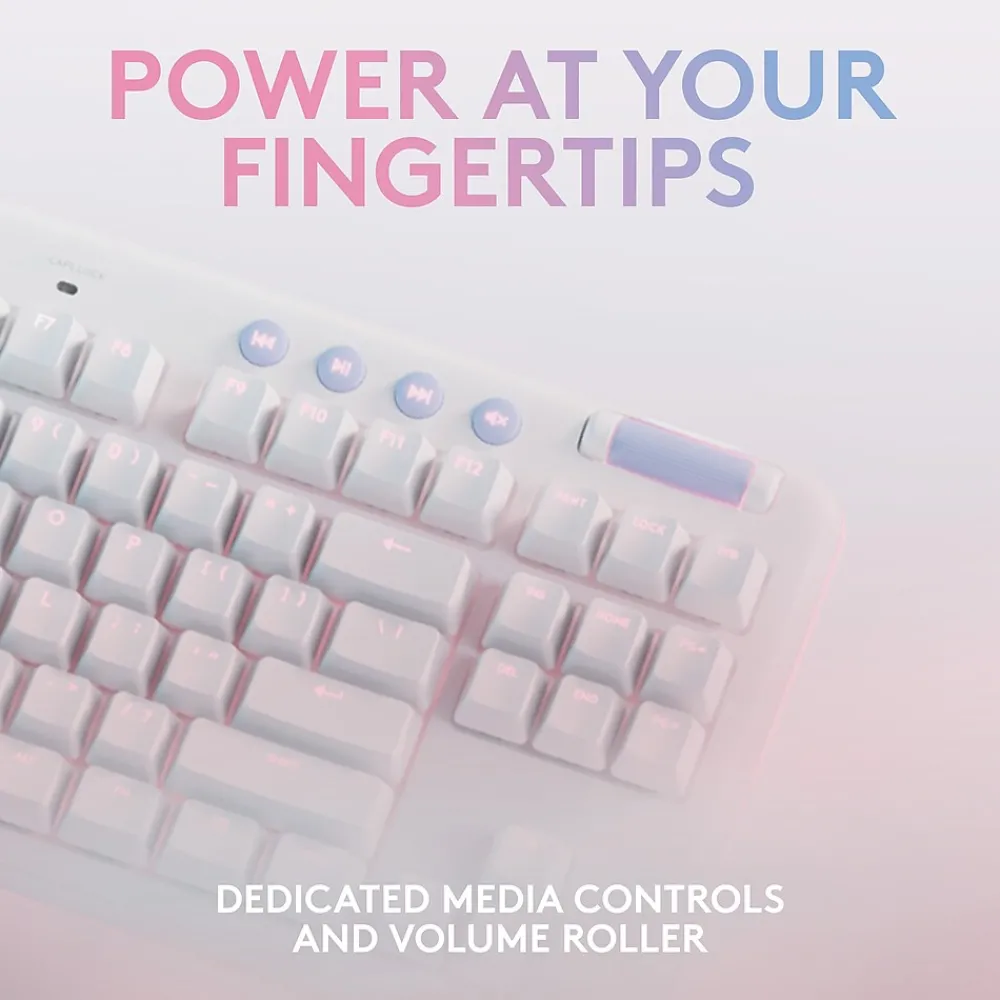 Clearance Logitech Aurora G715 Wireless Ergonomic Gaming Keyboard, White Mist (920-010453)