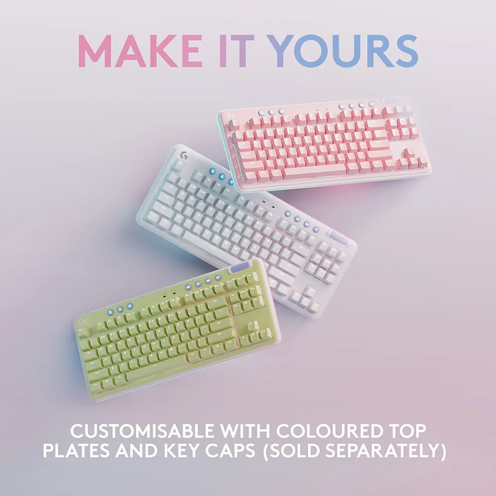 Clearance Logitech Aurora G715 Wireless Ergonomic Gaming Keyboard, White Mist (920-010453)