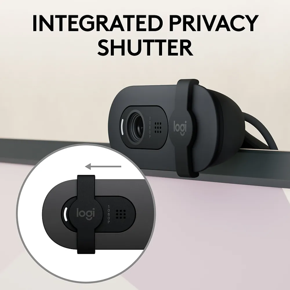Sale Logitech Brio 105 Full HD 1080p Webcam, 2 Megapixels, Black (960-001579)