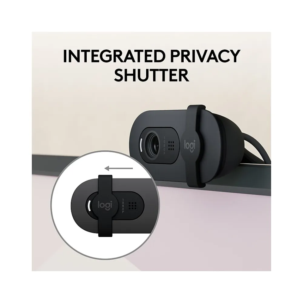 Sale Logitech Brio 100 Full HD 1080p Webcam, 2 Megapixels, Graphite (960-001580)