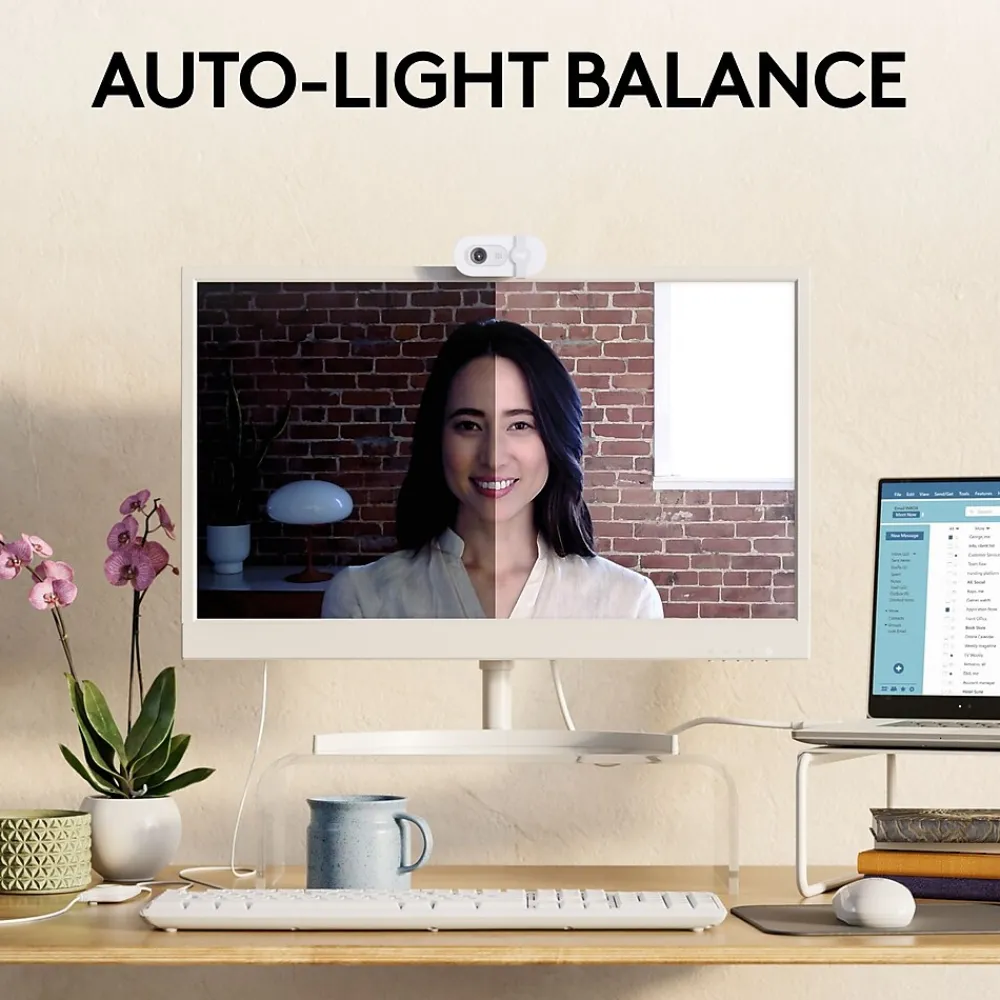 Sale Logitech Brio 100 HD 1080p Webcam, 2 Megapixels, (960-001616) Off-White