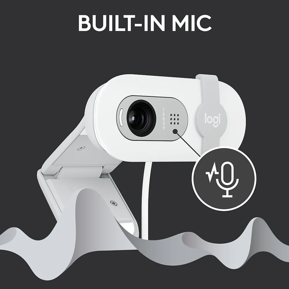 Sale Logitech Brio 100 HD 1080p Webcam, 2 Megapixels, (960-001616) Off-White