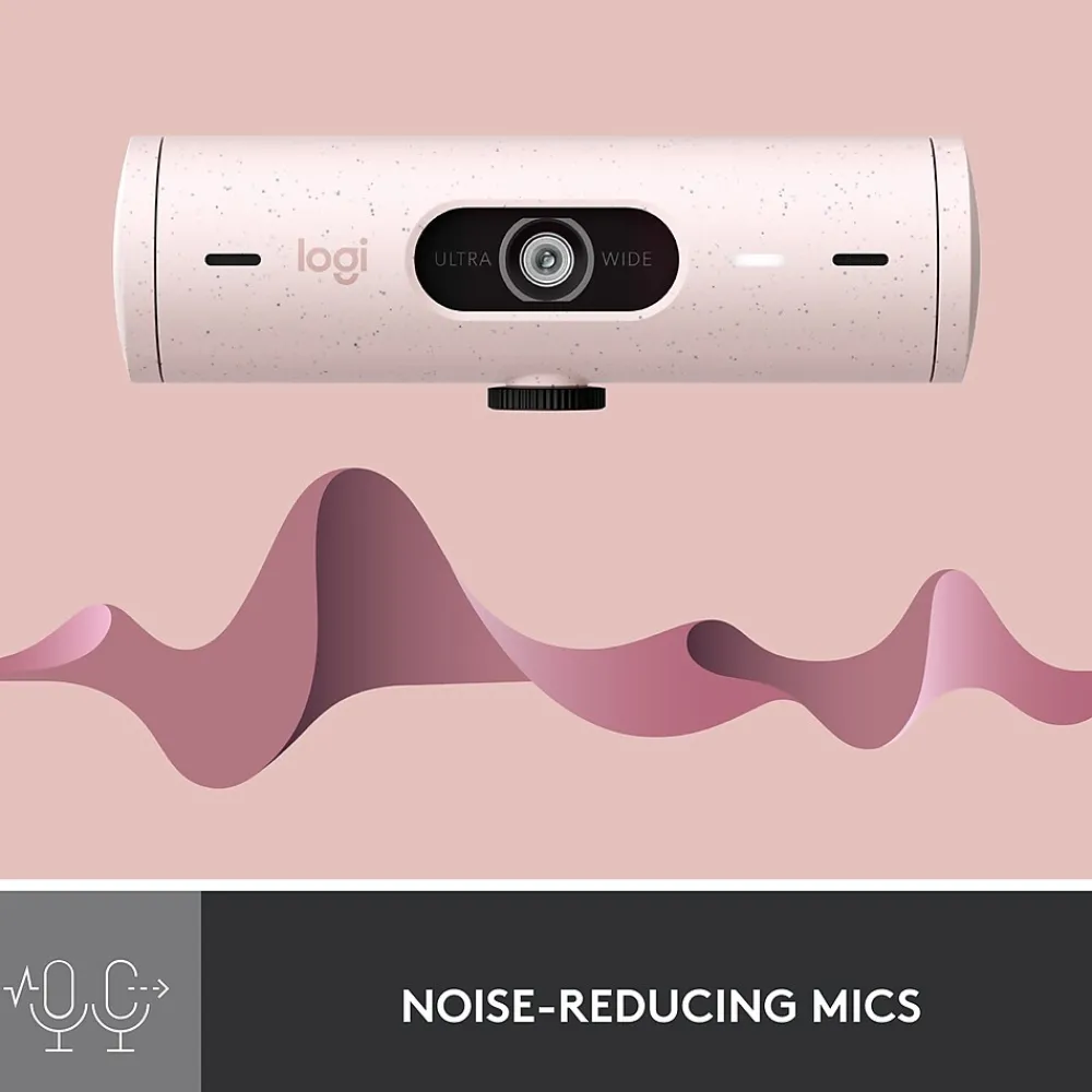 New Logitech Brio 500 HD Webcam, 4 Megapixels, Rose (960-001432)