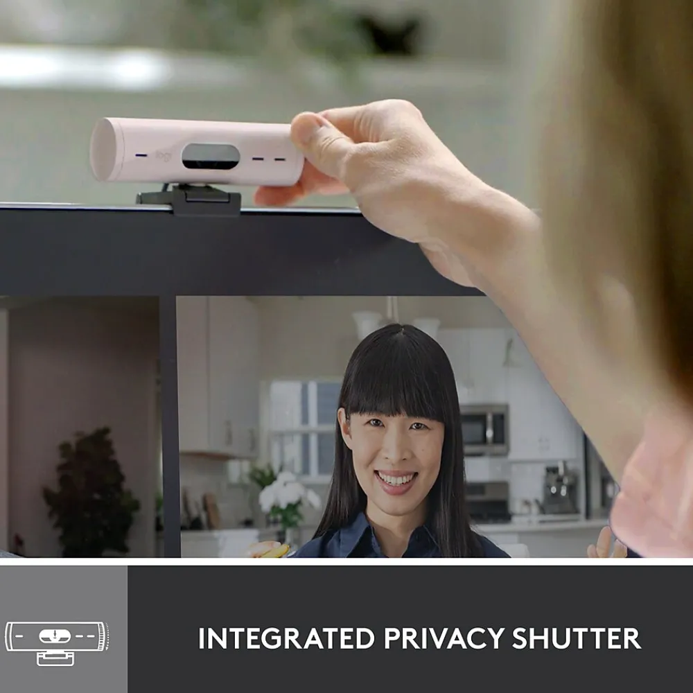 New Logitech Brio 500 HD Webcam, 4 Megapixels, Rose (960-001432)