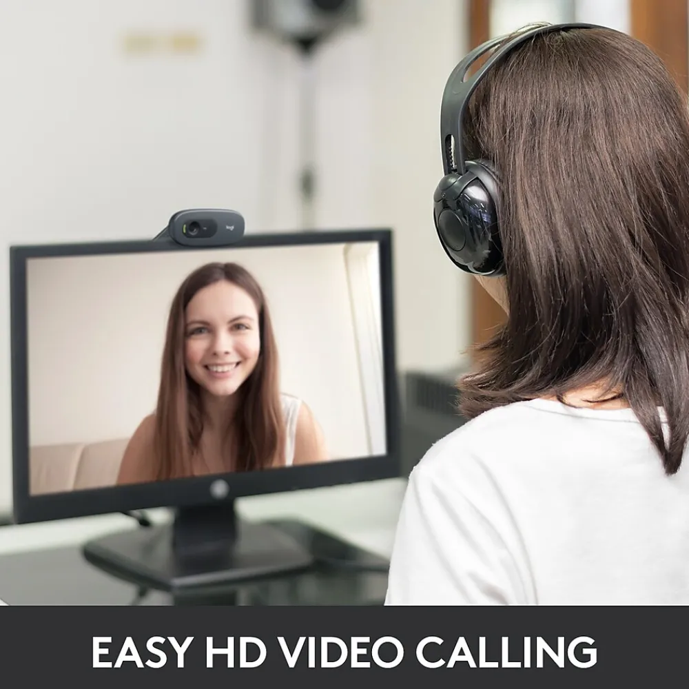 Sale Logitech C270 HD Webcam with Noise-Reducing Mics for Video Calls