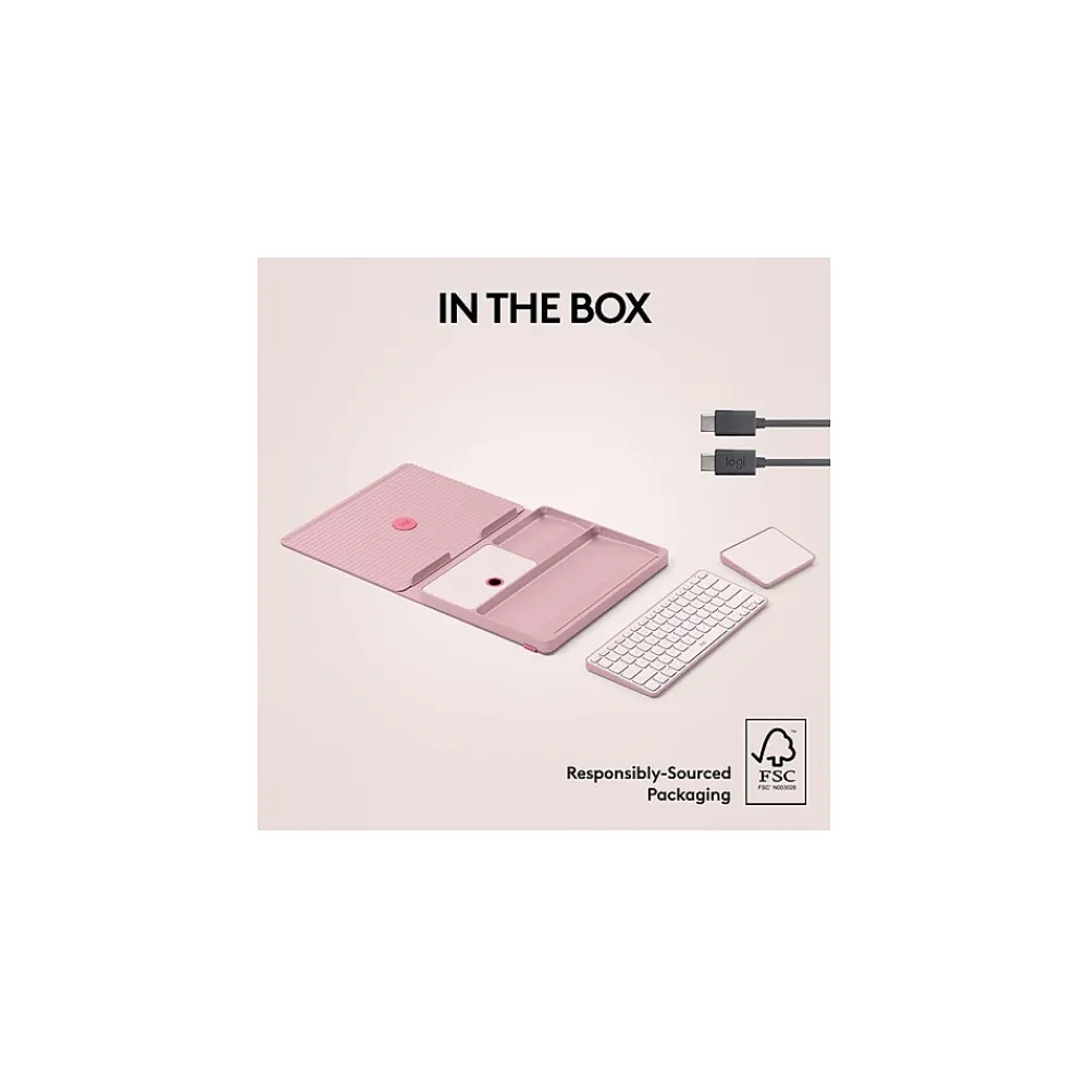 Casa Pop-Up Desk Work From Home Kit: Laptop Stand, Keyboard, Touchpad & Storage, Bohemian Blush (920-011237)<Logitech New