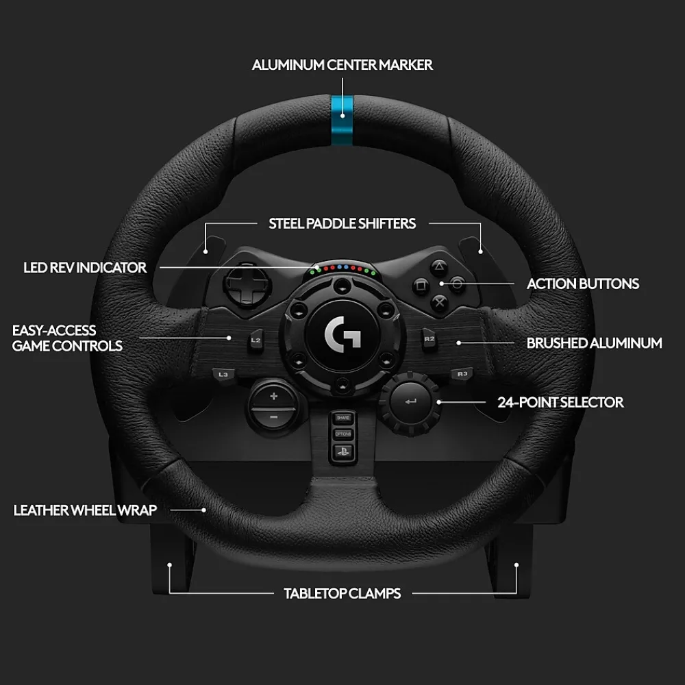 Hot Logitech G G923 TRUEFORCE Sim Racing Wheel and Pedals for PS5, PS4 and PC, Black (941-000147)