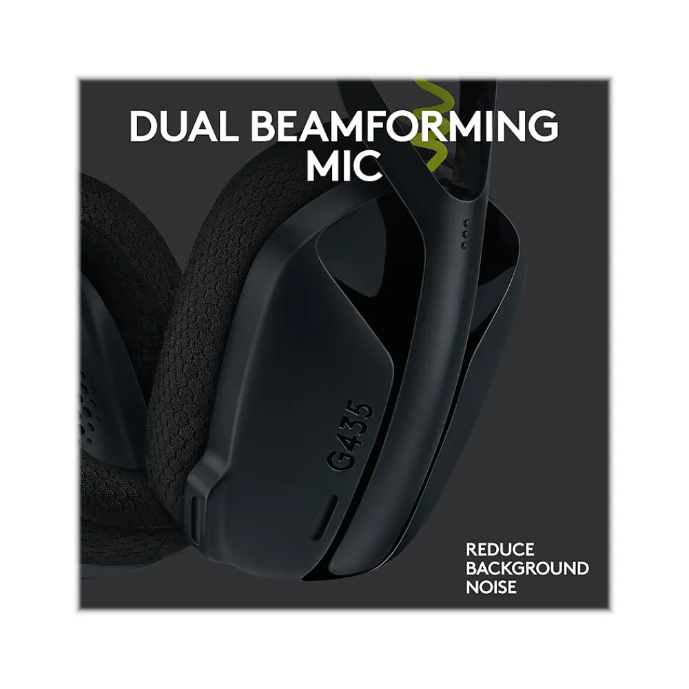 New Logitech G435 LIGHTSPEED Bluetooth Over-the-Ear Gaming Headset, Black (981-001049)