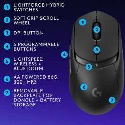 Logitech G309 LIGHTSPEED Wireless Optical Gaming Mouse, Black (910-007197)