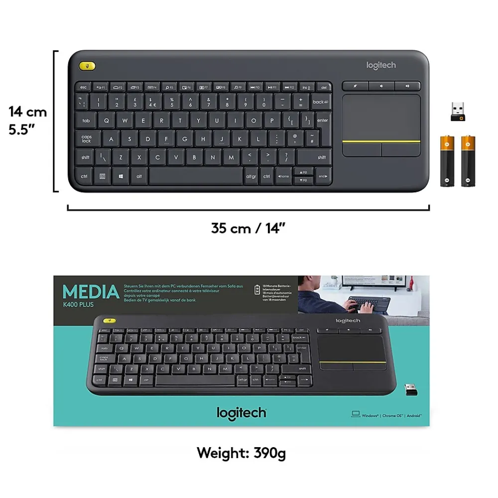 Discount Logitech K400 Plus Wireless Touch Keyboard, Dark Gray (920-007119)