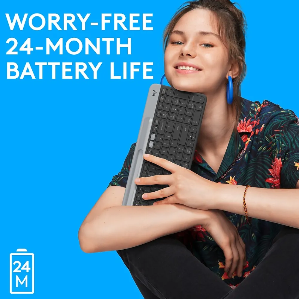 Logitech K585 Slim Multi-Device Wireless Keyboard, Graphite (920-011479)