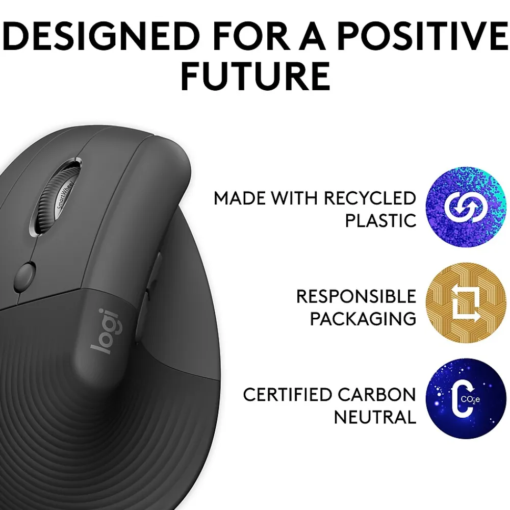 Discount Logitech Lift Left Wireless Left-Handed Optical USB Mouse, Graphite (910-006467)