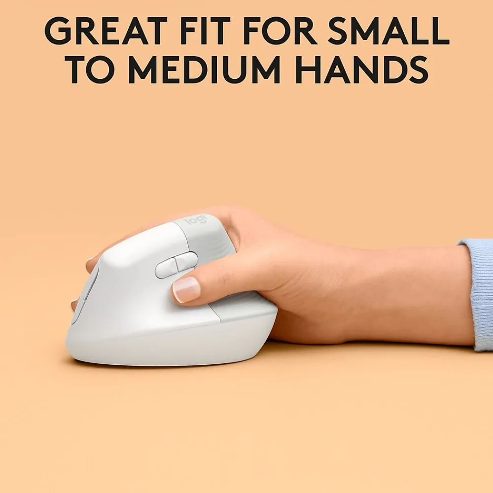 Logitech Lift Vertical Ergonomic Wireless Optical Mouse for Mac, (910-006471) White