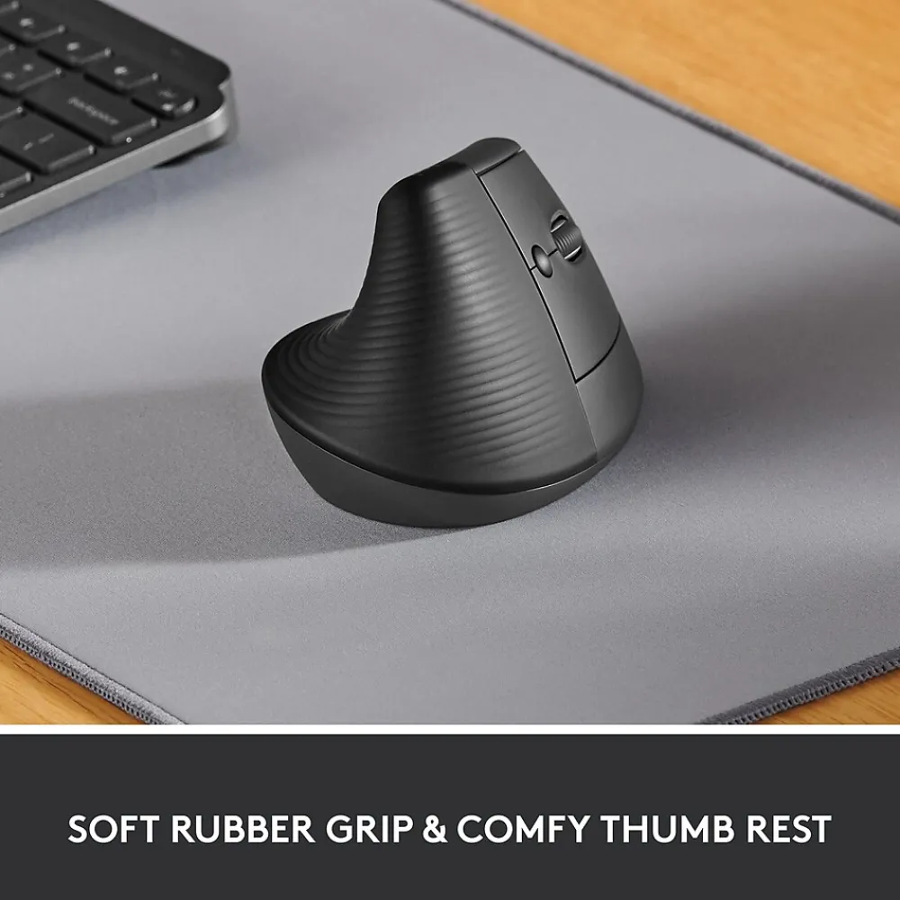 Best Logitech Lift Vertical Wireless Ergonomic Vertical Optical Bluetooth & USB Mouse, (910-006466) Graphite
