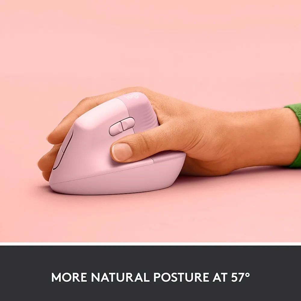 Sale Logitech Lift Wireless Ergonomic Vertical Optical Bluetooth & USB Mouse, (910-006472) Rose