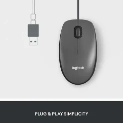 Discount Logitech M100 Ambidextrous Optical USB Mouse, Black (910-001601)