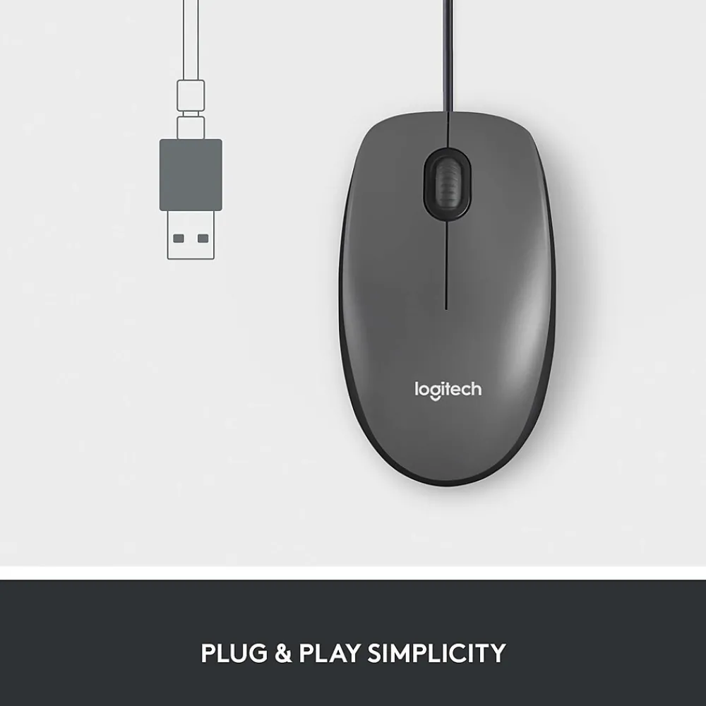 Discount Logitech M100 Ambidextrous Optical USB Mouse, Black (910-001601)