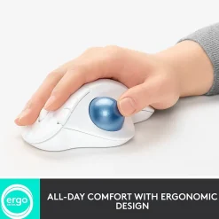 Hot Logitech M575 Ergonomic Wireless Trackball USB Mouse, (910-005868) Off-White