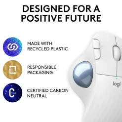 Hot Logitech M575 Ergonomic Wireless Trackball USB Mouse, (910-005868) Off-White