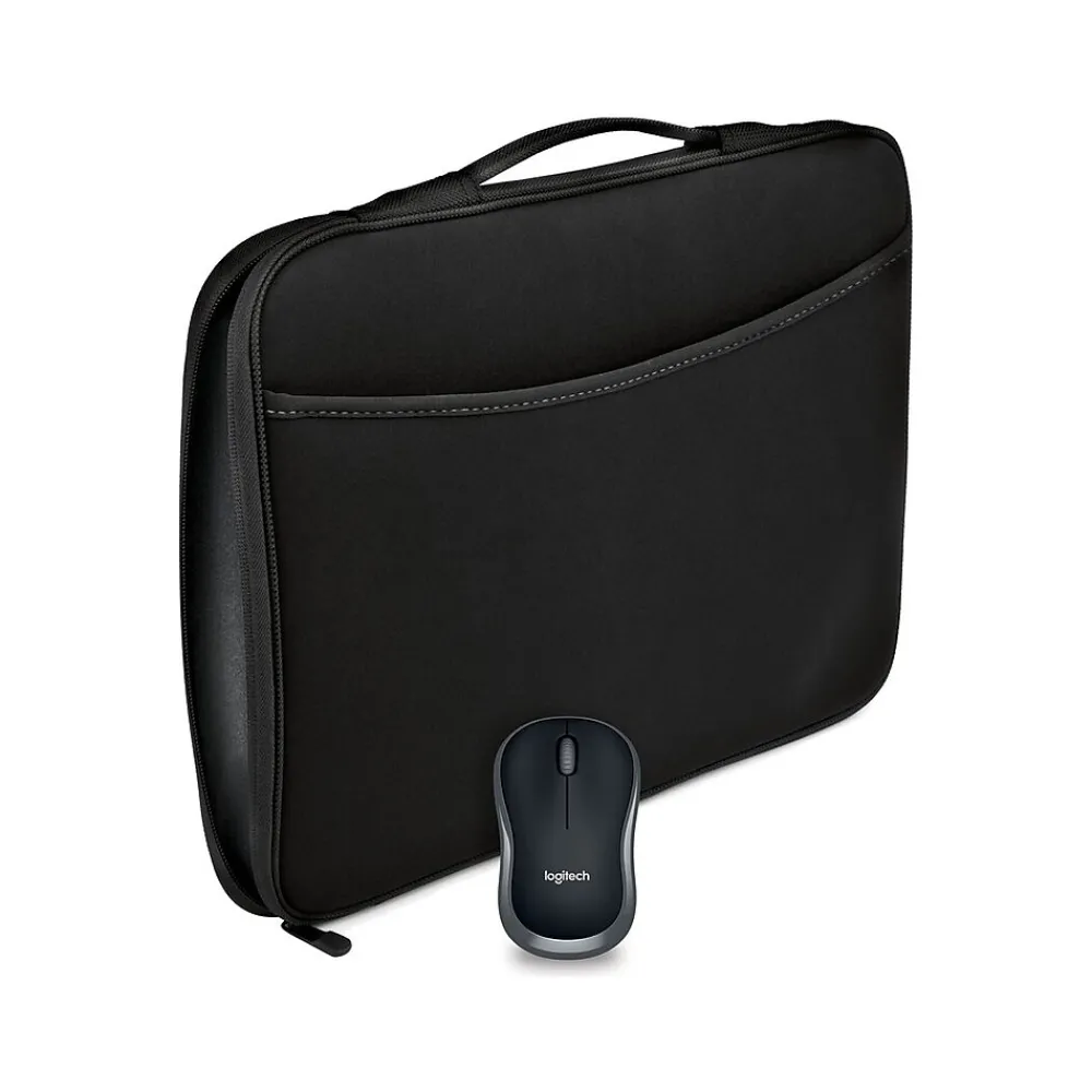 Online Logitech M185 Wireless Ambidextrous Optical Mouse with Laptop Sleeve, Black (910-004806)
