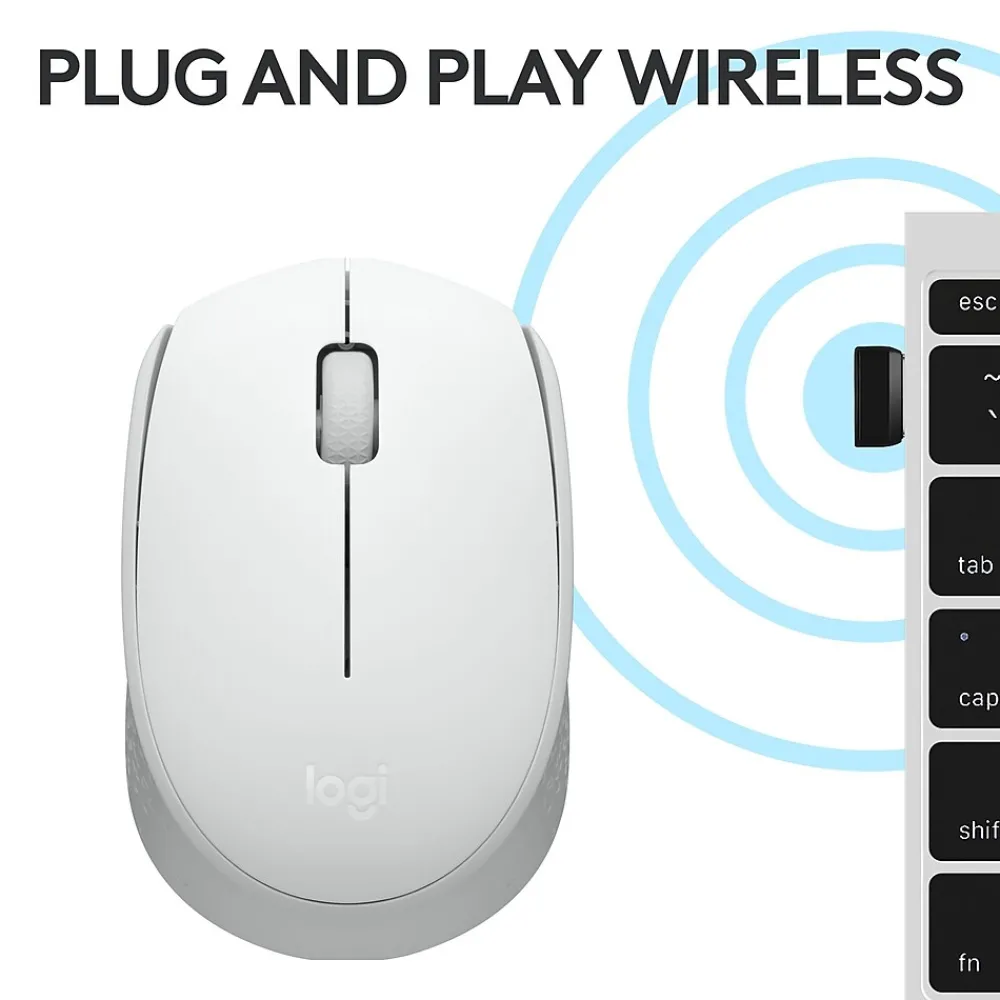 Clearance Logitech M170 Wireless Ambidextrous Optical Mouse, Off-White (910-006864)