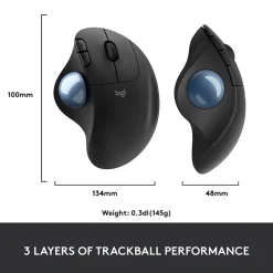 Discount Logitech M575 Wireless Ergonomic Trackball Bluetooth & USB Mouse, (910-005869) Black