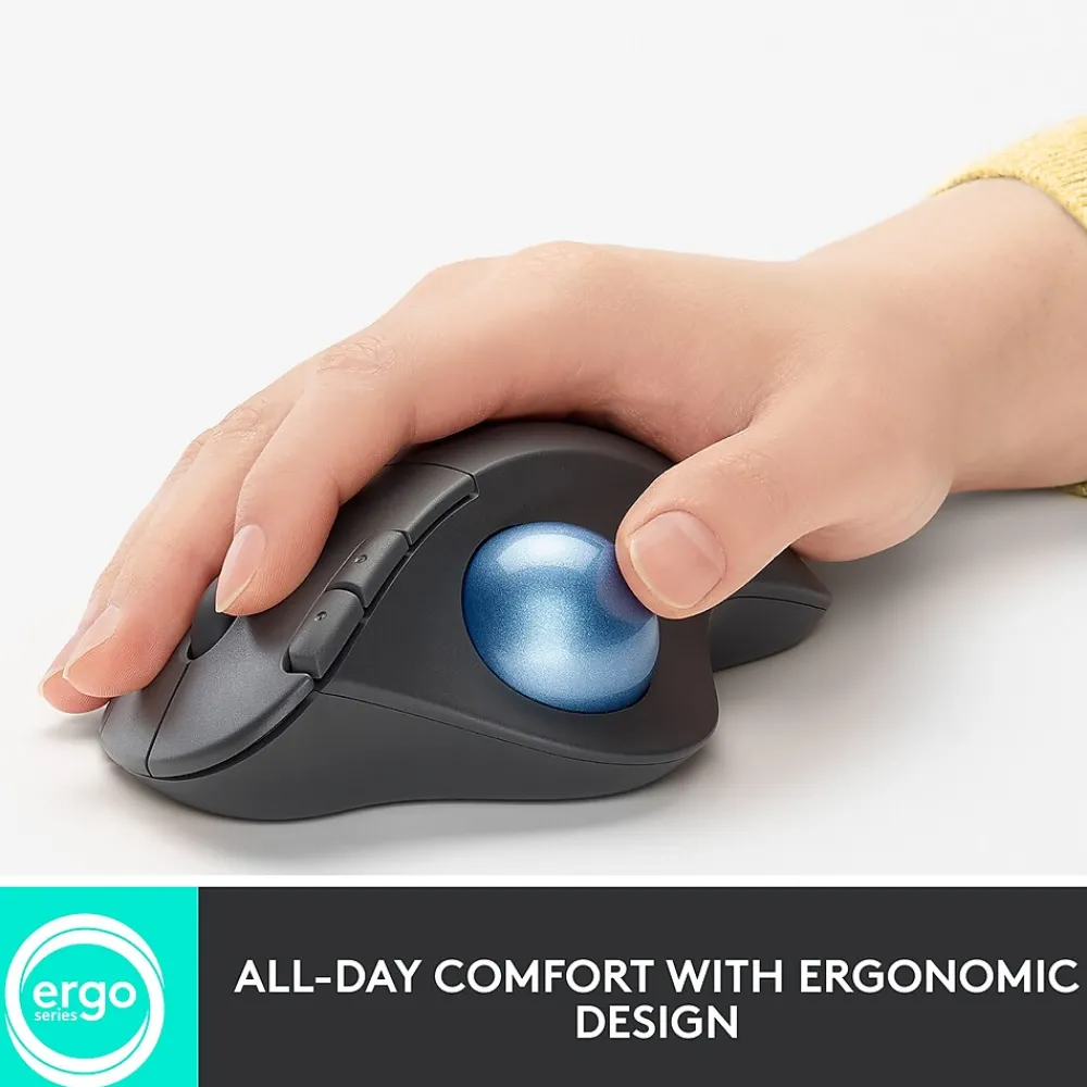 Hot Logitech M575 Wireless Ergonomic Trackball Bluetooth & USB Mouse, (910-005869) Black