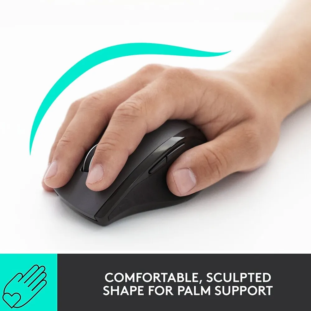 Sale Logitech Marathon M705 Wireless Ergonomic Optical USB Mouse, Charcoal (910-001935)