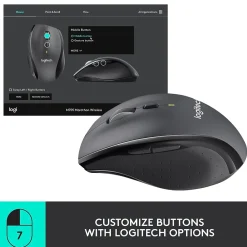 Sale Logitech Marathon M705 Wireless Ergonomic Optical USB Mouse, Charcoal (910-001935)