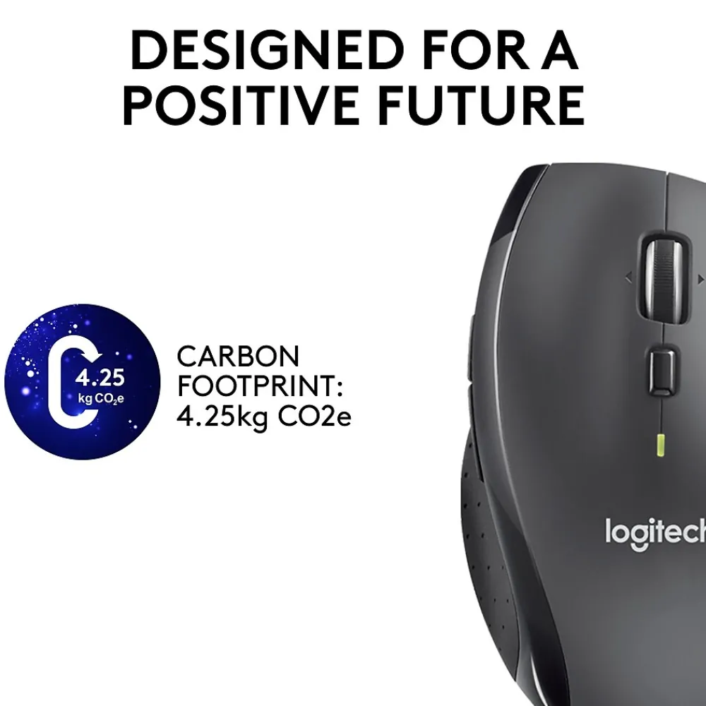 Sale Logitech Marathon M705 Wireless Ergonomic Optical USB Mouse, Charcoal (910-001935)