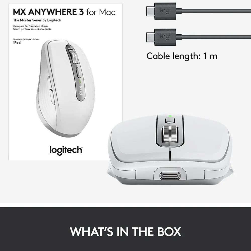 Discount Logitech MX Anywhere 3 for Mac Ergonomic Wireless Laser Mouse, Pale Gray (910-005899)