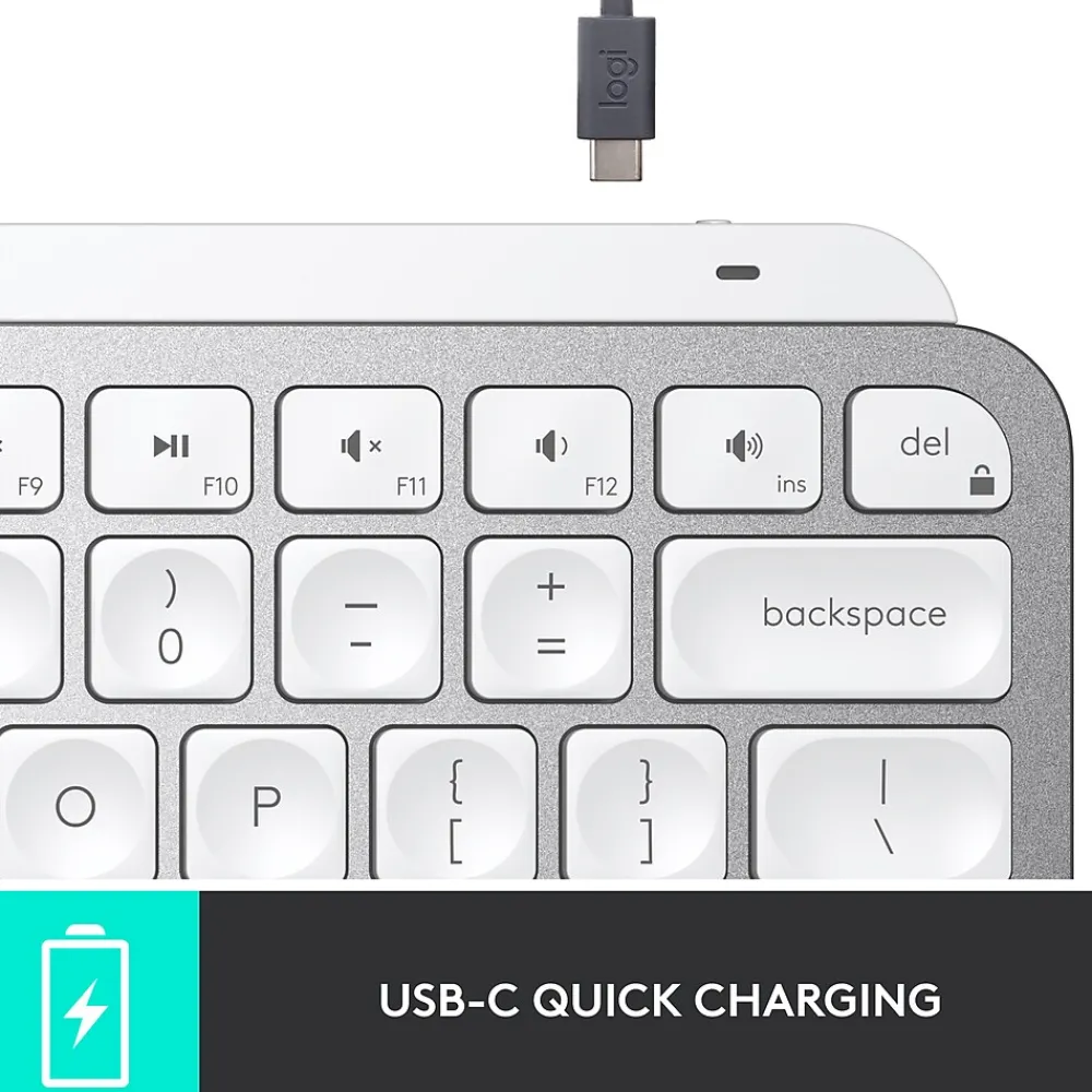Hot Logitech MX Keys Mini Wireless Ergonomic Keyboard, Pale Gray (920-010473)