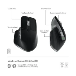 Sale Logitech MX Master 3S for Mac Ergonomic Wireless Optical Mouse, Space Gray (910-006569)