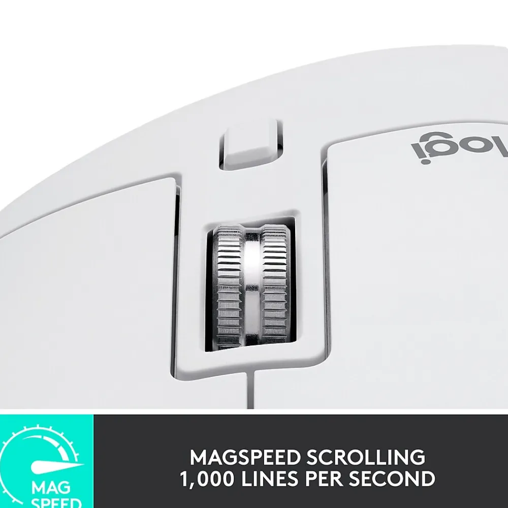 Discount Logitech MX Master 3S Wireless Ergonomic Optical Bluetooth & USB Mouse, Pale Gray (910-006558)