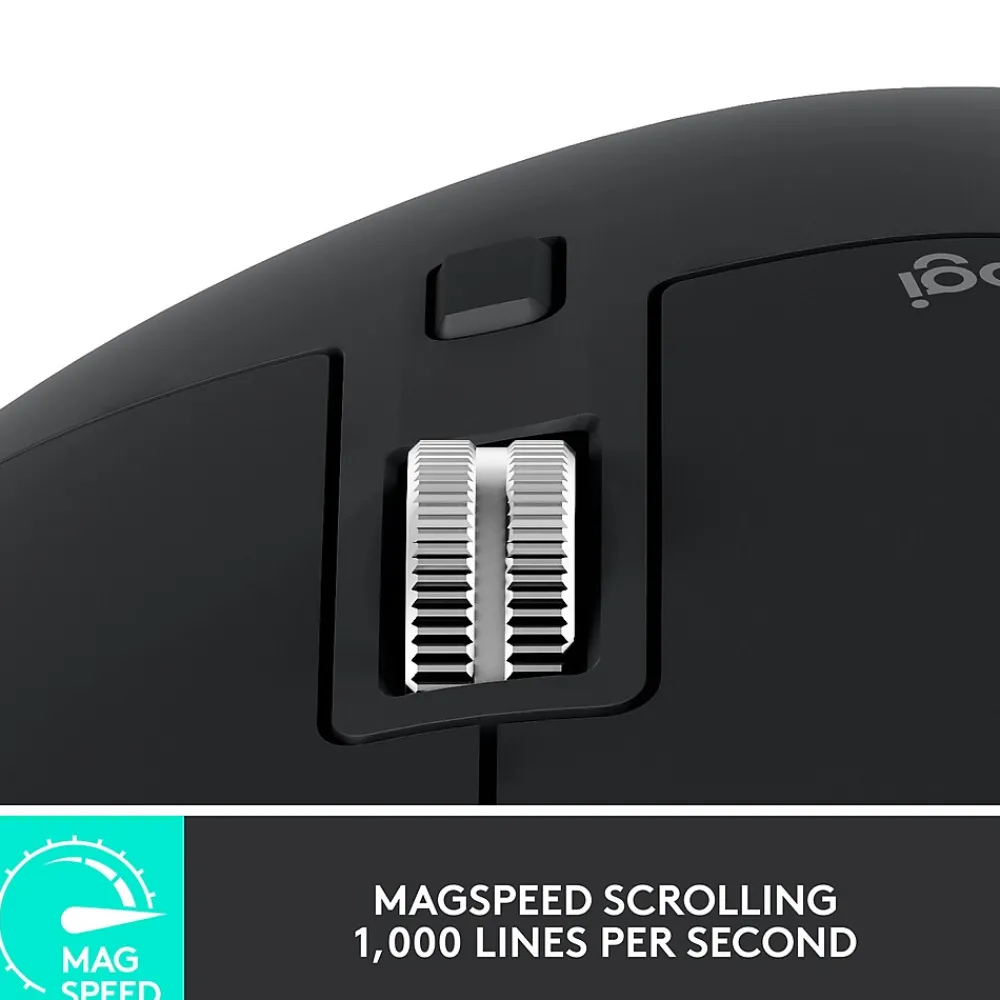 New Logitech MX Master 3S Wireless Ergonomic Optical Bluetooth & USB Mouse, Black (910-006556)