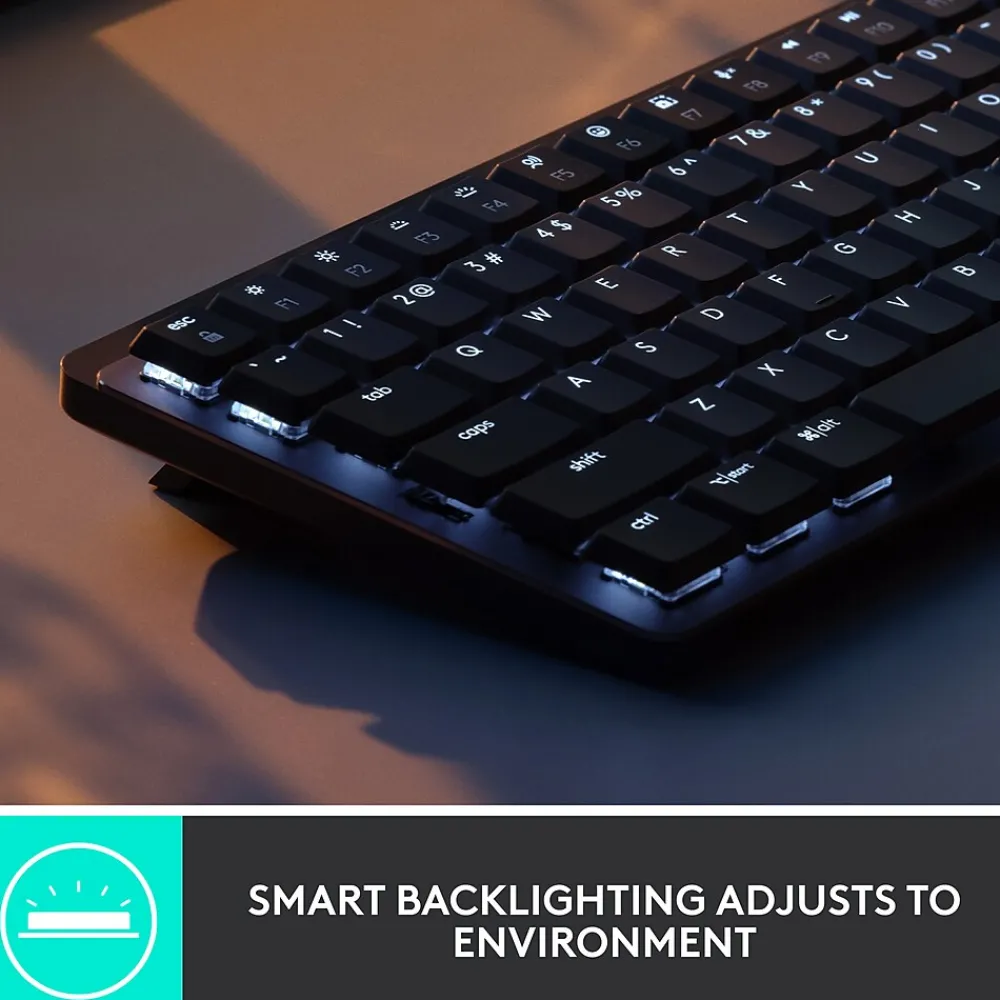 Clearance Logitech MX Mechanical Mini Illuminated Wireless Ergonomic Keyboard, Gray/Black (920-010550)