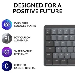 Outlet Logitech MX Mechanical Mini Illuminated Wireless Ergonomic Keyboard, Black/Gray (920-010551)