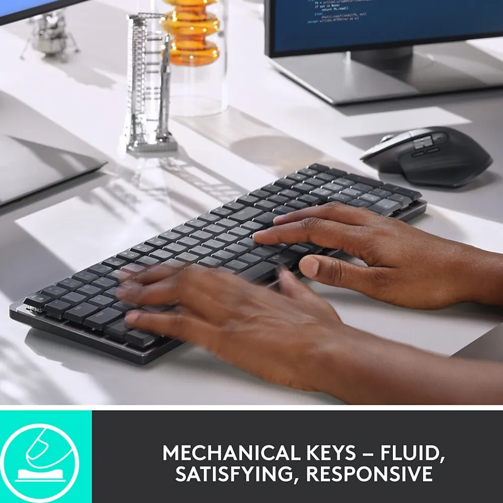 Outlet Logitech MX Mechanical Tactile Quiet Wireless Ergonomic Keyboard, Graphite (920-010547)