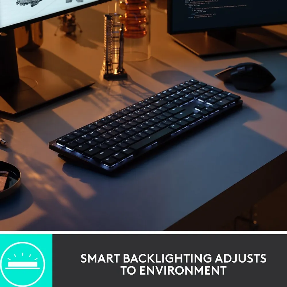 Outlet Logitech MX Mechanical Tactile Quiet Wireless Ergonomic Keyboard, Graphite (920-010547)