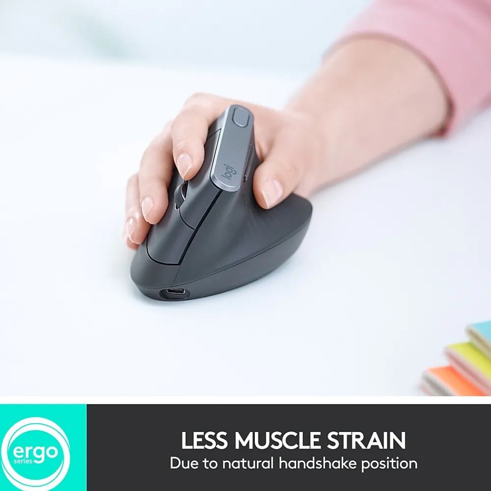 Online Logitech MX Vertical Wireless Ergonomic Vertical Ambidextrous Optical 2.4 GHz Mouse, Graphite (910-005447)